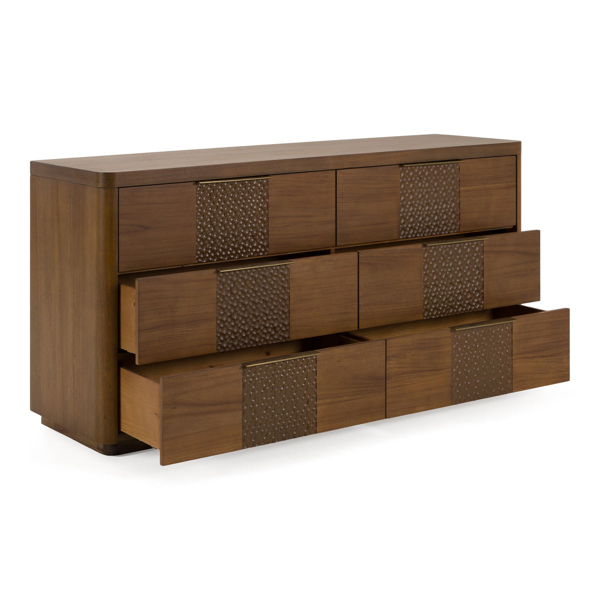 Acacia Six Drawer Dresser, Modern Rustic Wood Bedroom Dresser