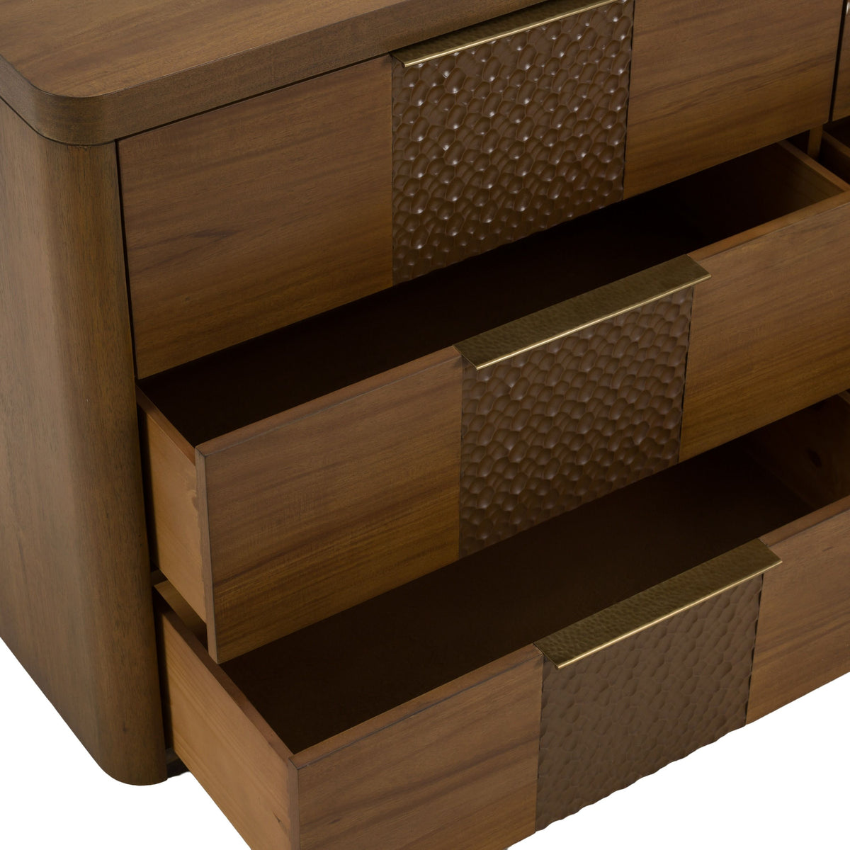 Acacia Six Drawer Dresser, Modern Rustic Wood Bedroom Dresser
