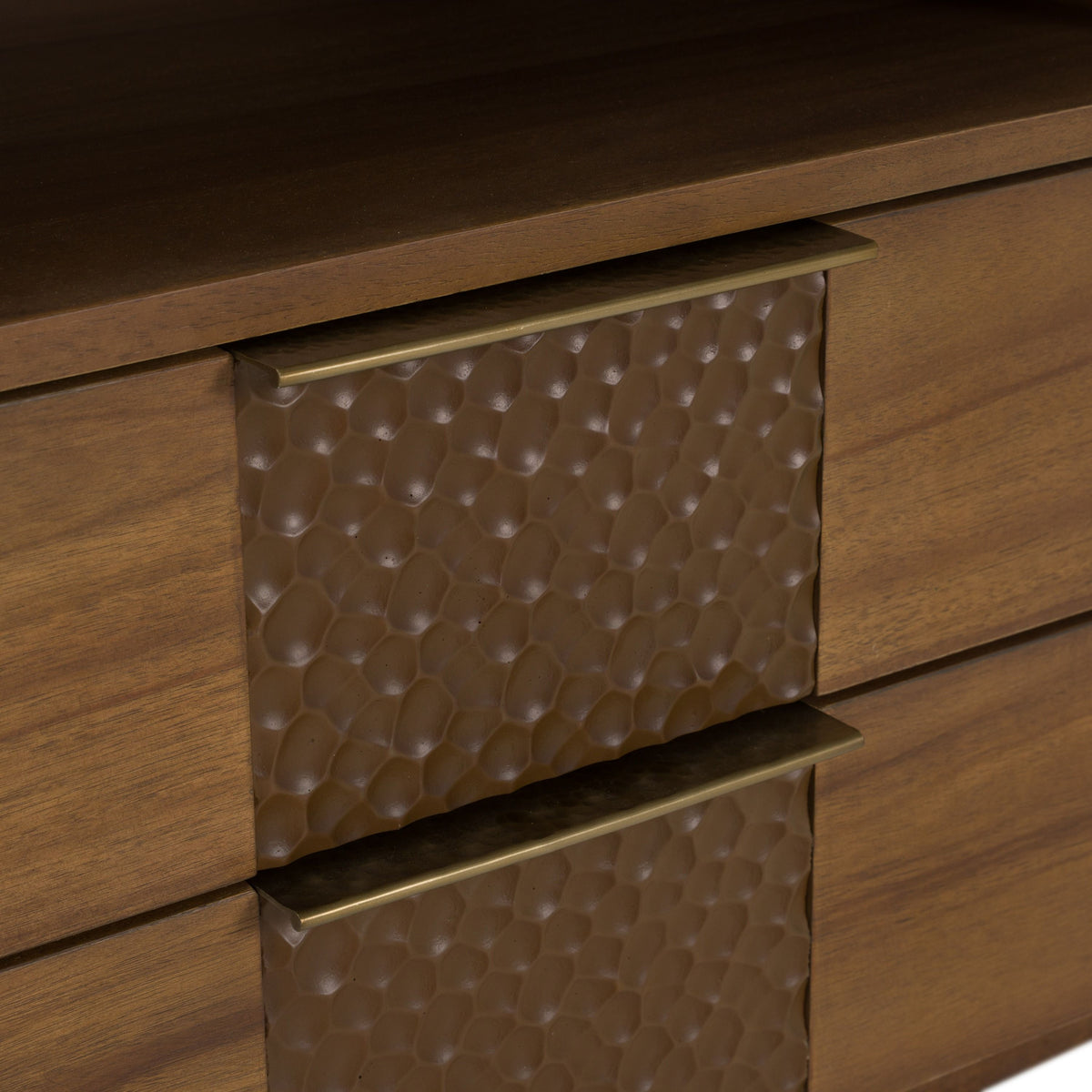 Acacia Nightstand with Open Shelf, Modern Two Drawer Bedside Table