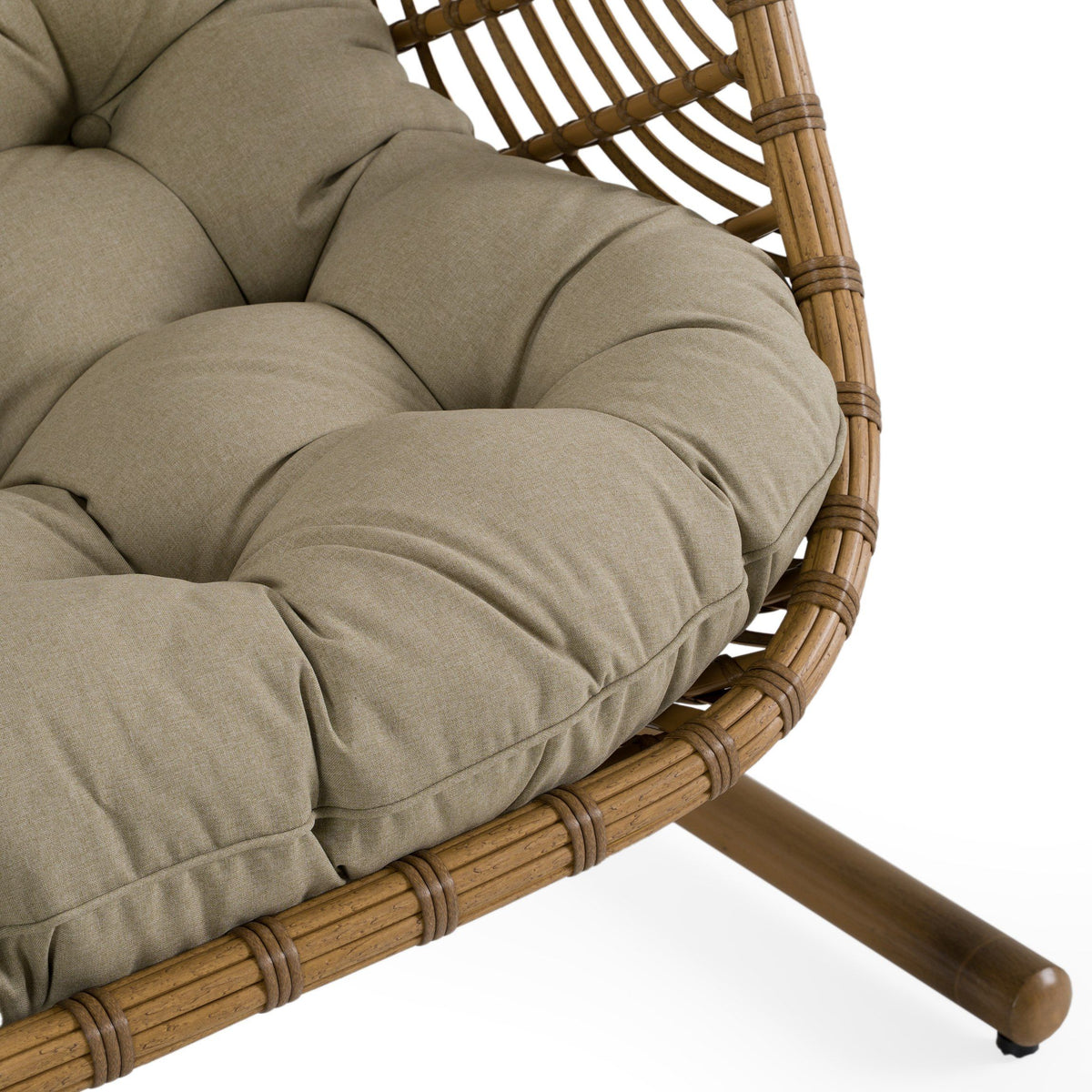 Outdoor Hanging Basket Chair with Stand, Brown Rattan Patio Swing Chair