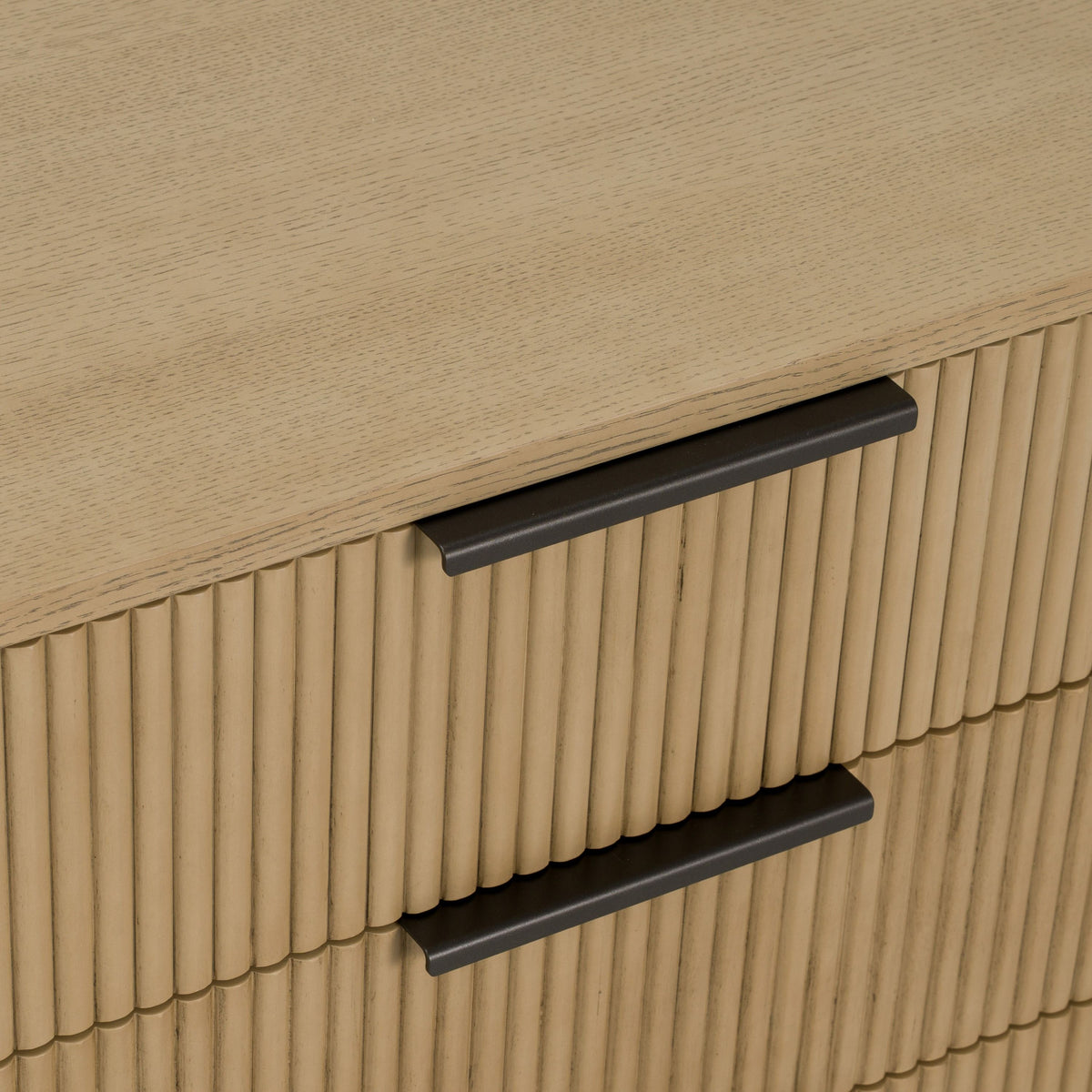 Natural Oak Three Drawer Nightstand, Modern Wide Bedside Chest