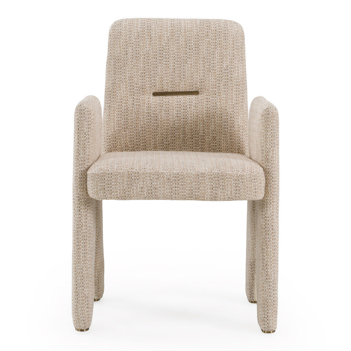 Upholstered Dining Armchair, Modern Fabric Dining Chair with Steel Accent