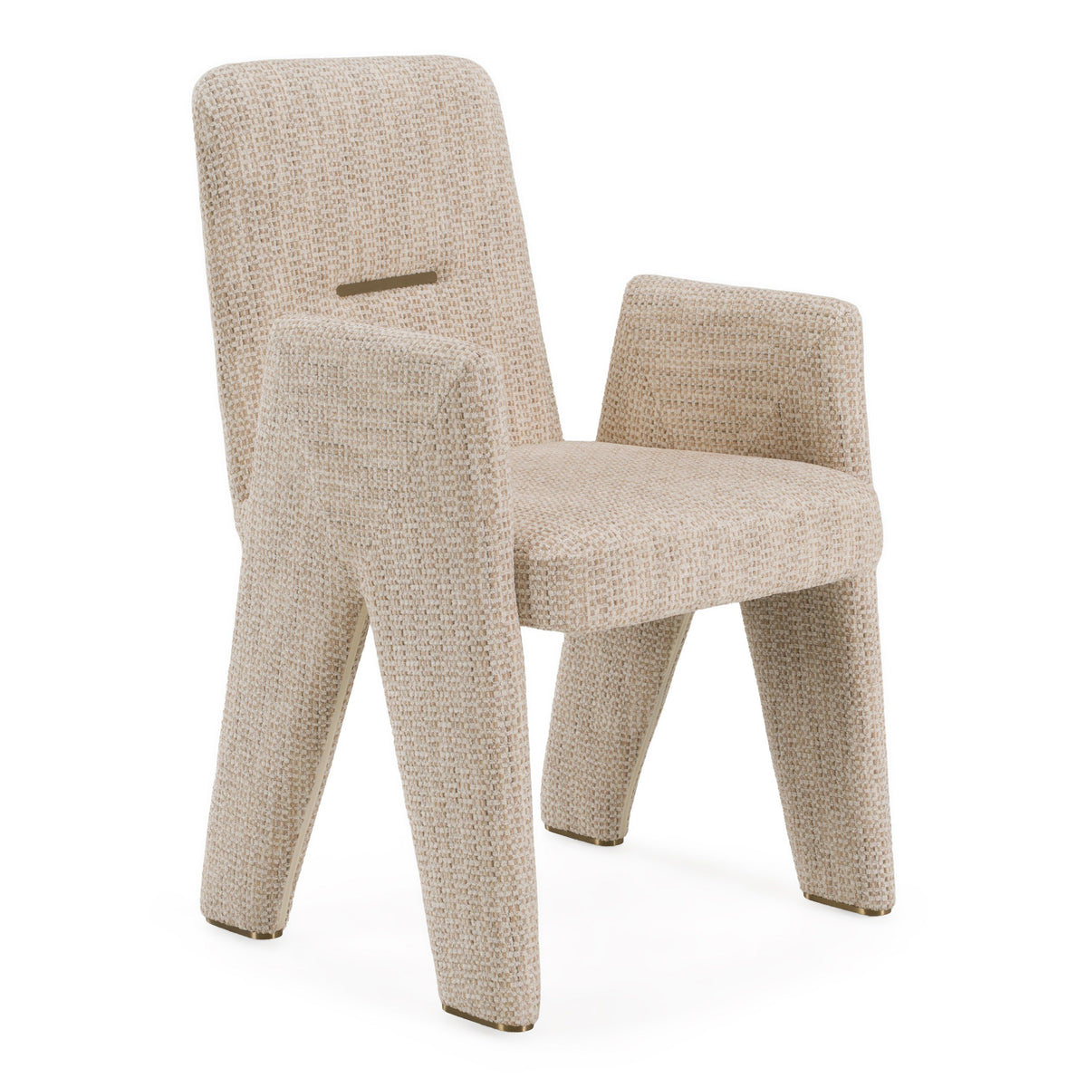 Upholstered Dining Armchair, Modern Fabric Dining Chair with Steel Accent