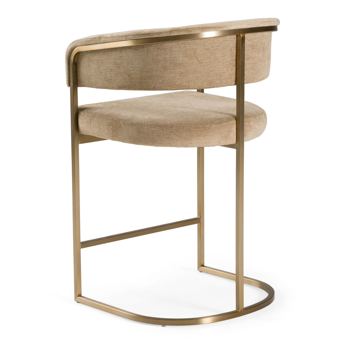 Brown Bucket Seat Counter Stool, Modern Bar Stool with Brass Base