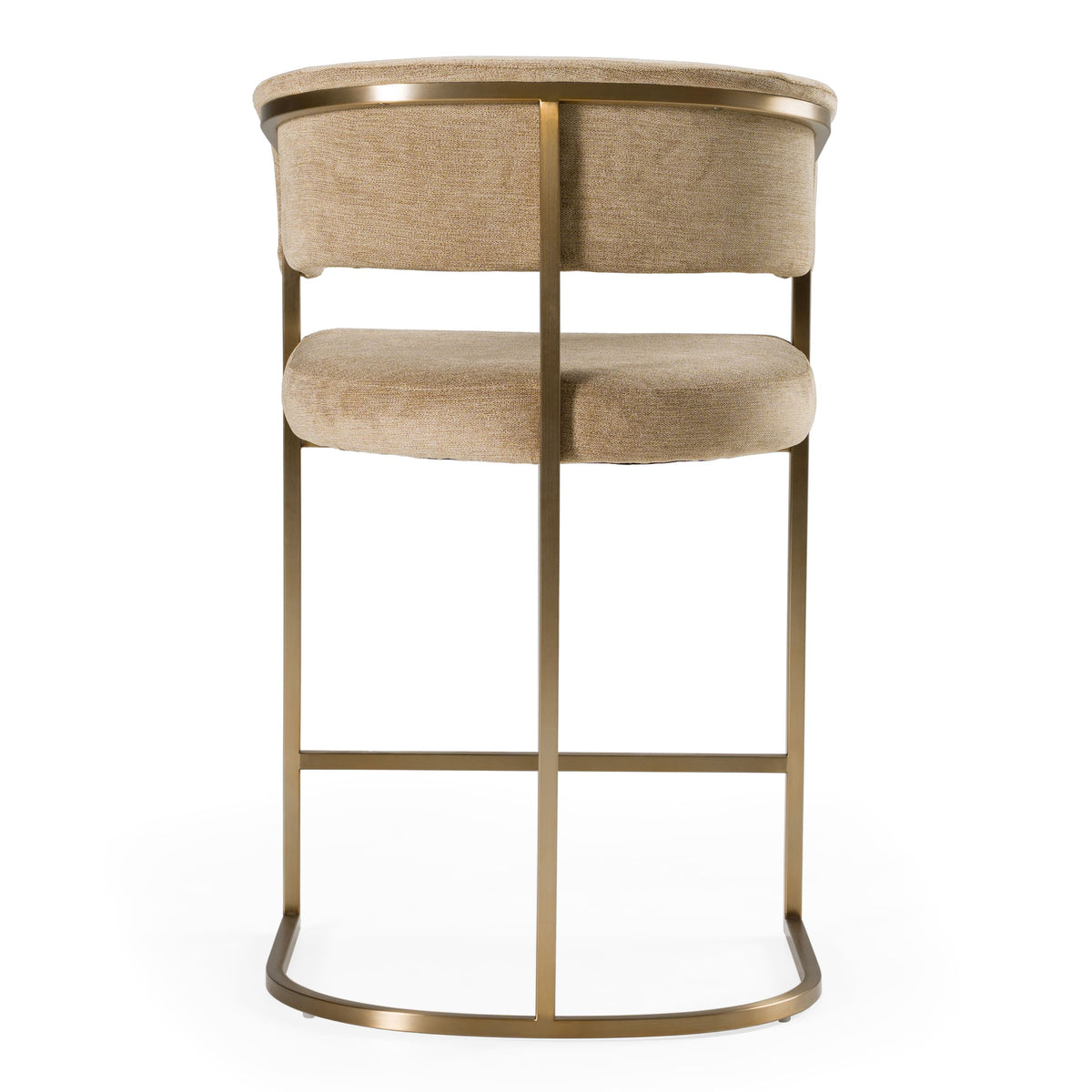 Brown Bucket Seat Counter Stool, Modern Bar Stool with Brass Base