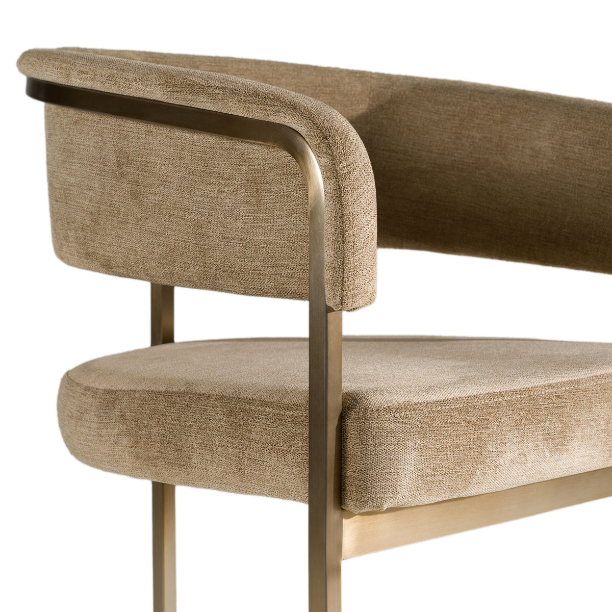Brown Bucket Seat Counter Stool, Modern Bar Stool with Brass Base