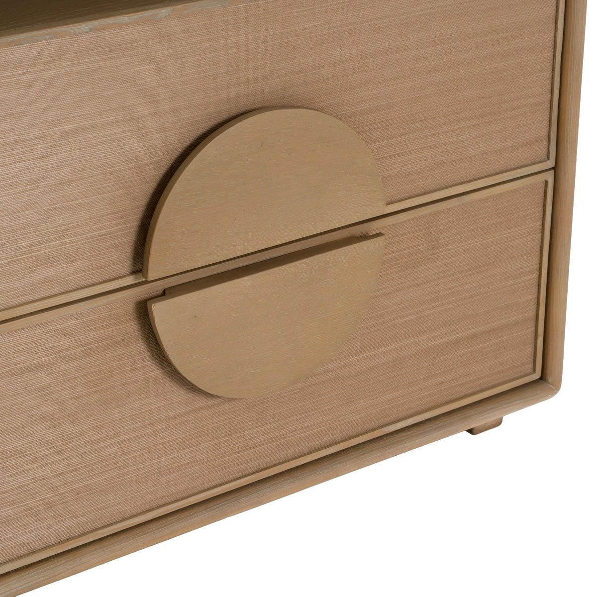 Rattan Front Dresser, Modern Natural Oak Dresser with Open Shelves