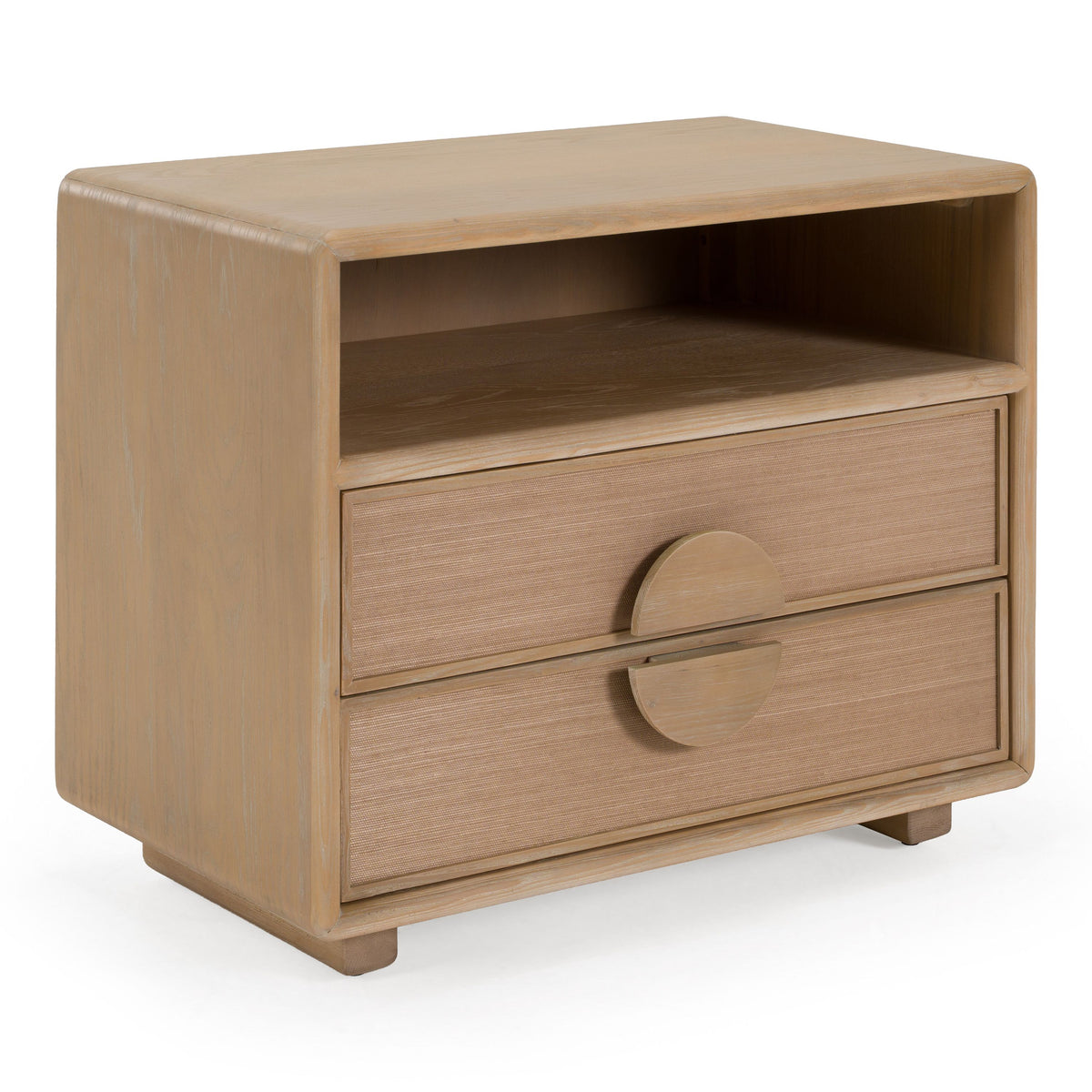 Oak Canopy Bedroom Set, Upholstered Bed with Rattan Front Dresser