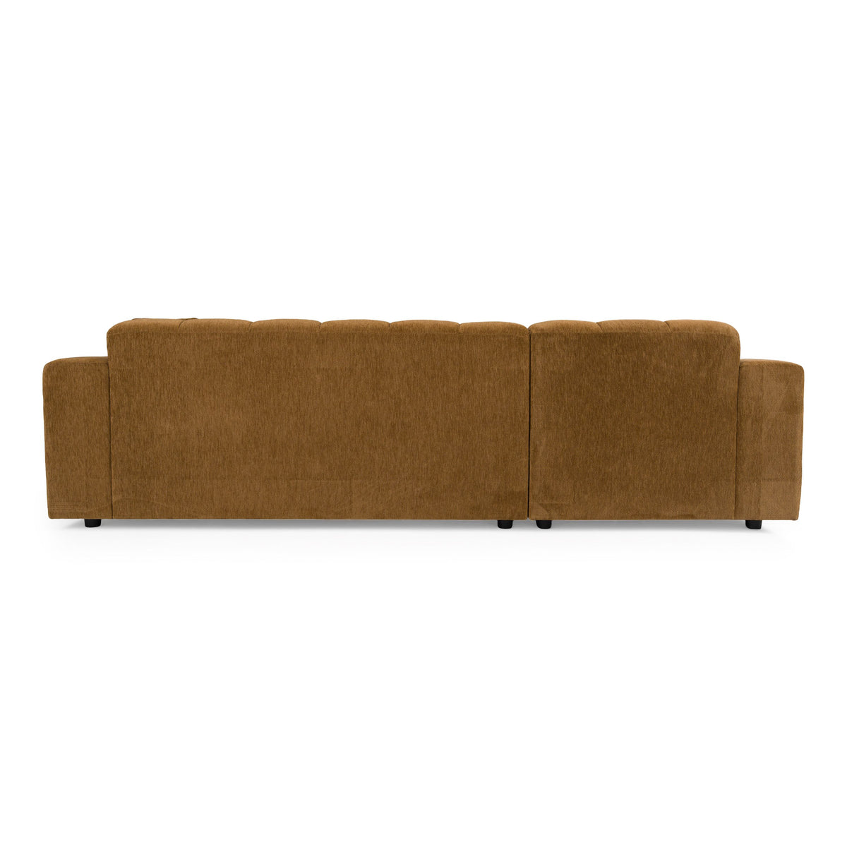 Tufted Sectional Sofa with Chaise, Brown Fabric Left Facing L Shaped Couch