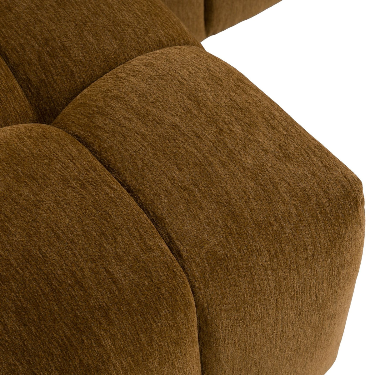 Tufted Sectional Sofa with Chaise, Brown Fabric Left Facing L Shaped Couch