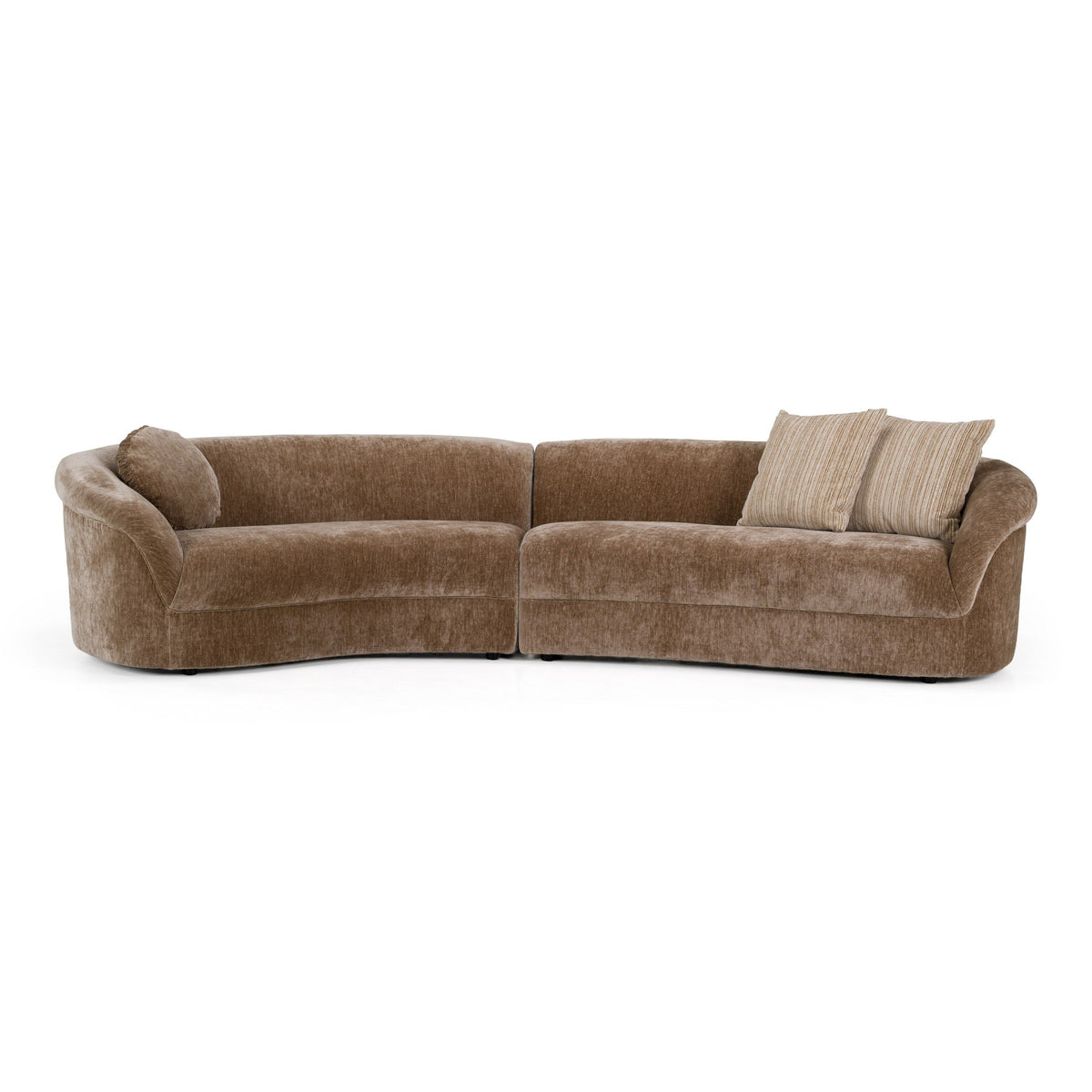 Curved Sectional Sofa, Modern Brown Fabric Crescent Couch