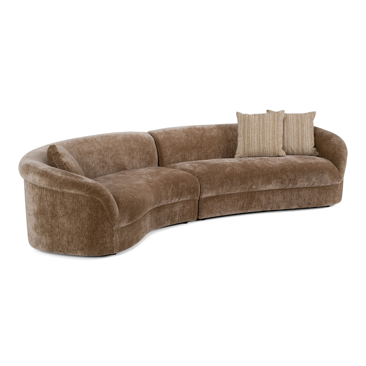 Curved Sectional Sofa, Modern Brown Fabric Crescent Couch