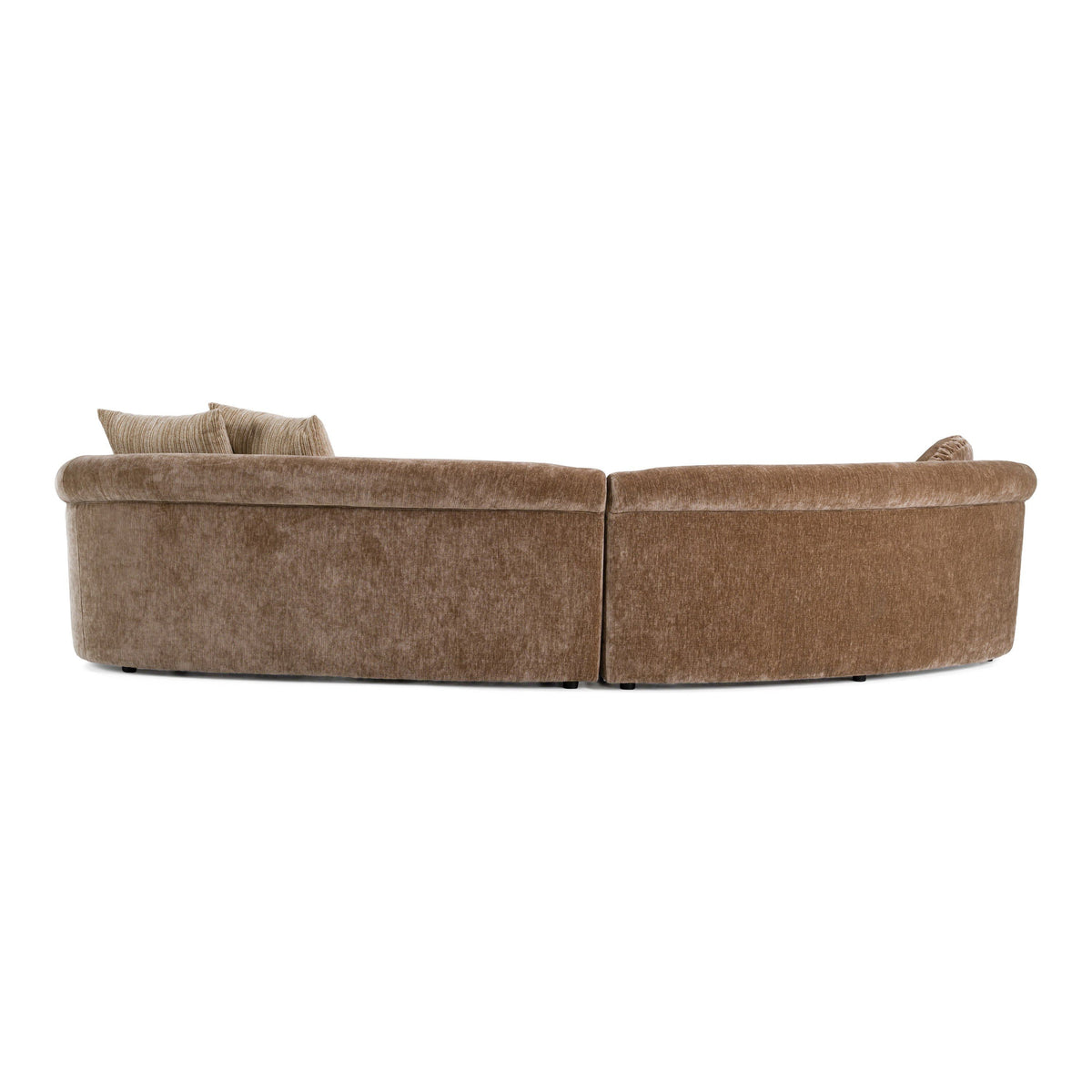 Curved Sectional Sofa, Modern Brown Fabric Crescent Couch