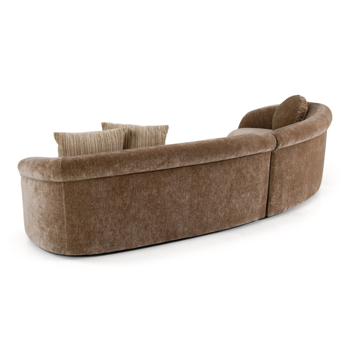Curved Sectional Sofa, Modern Brown Fabric Crescent Couch