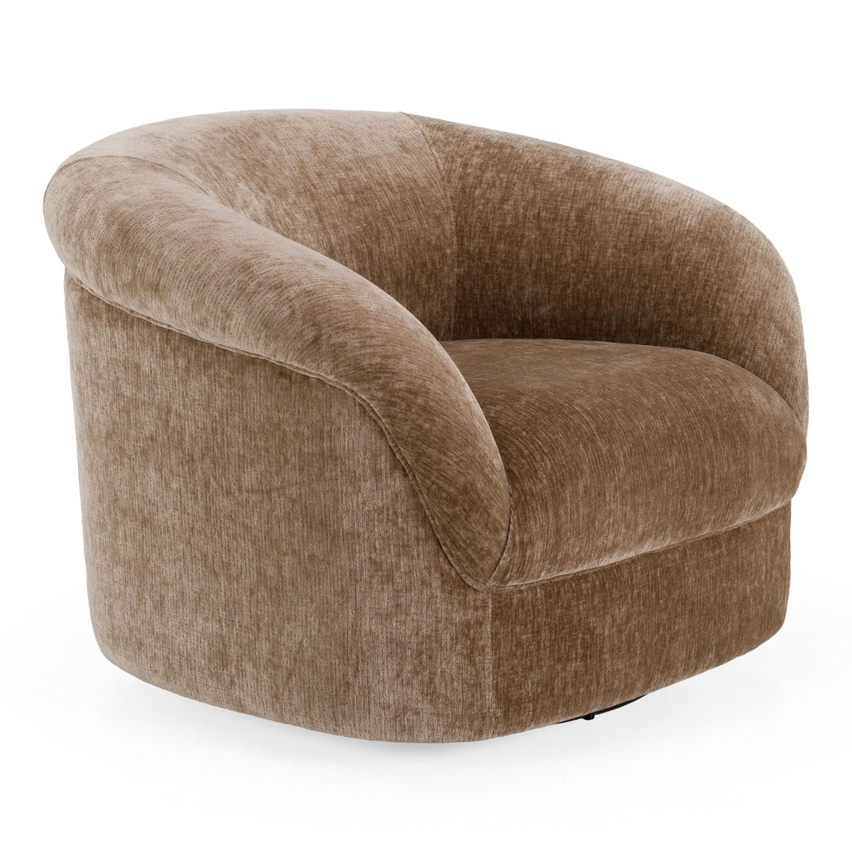 Brown Round Arm Accent Chair, Modern Upholstered Club Chair