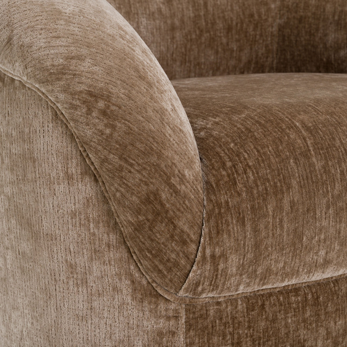 Brown Round Arm Accent Chair, Modern Upholstered Club Chair
