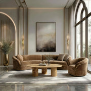 Brown Round Arm Accent Chair, Modern Upholstered Club Chair