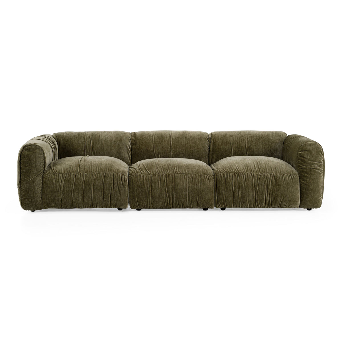 Olive Green Modular Sofa, Modern Deep Seat Square Arm Couch