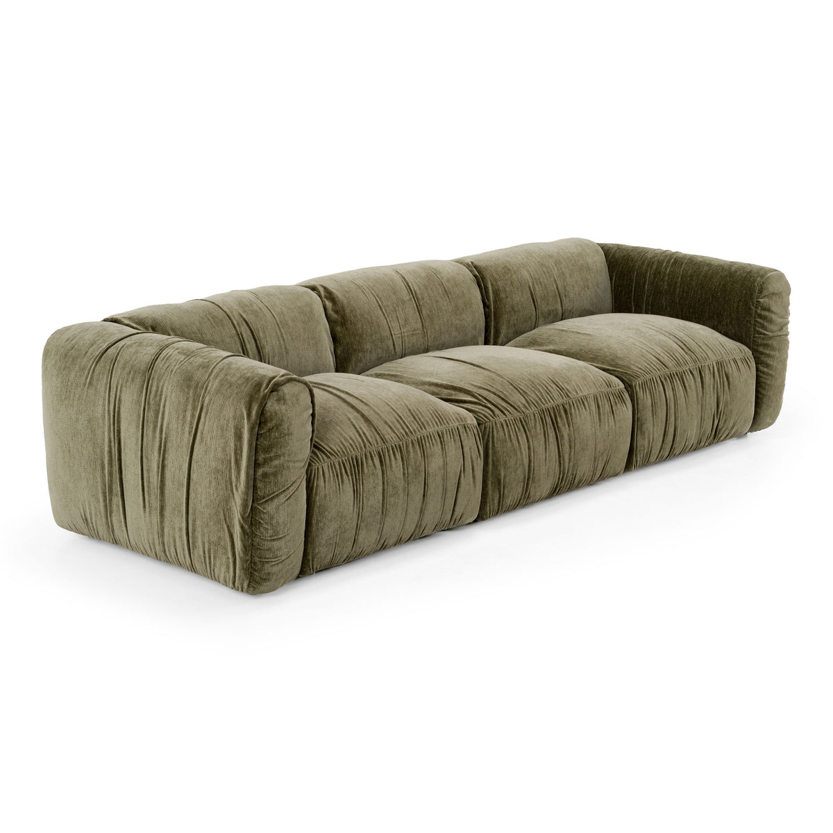 Olive Green Modular Sofa, Modern Deep Seat Square Arm Couch