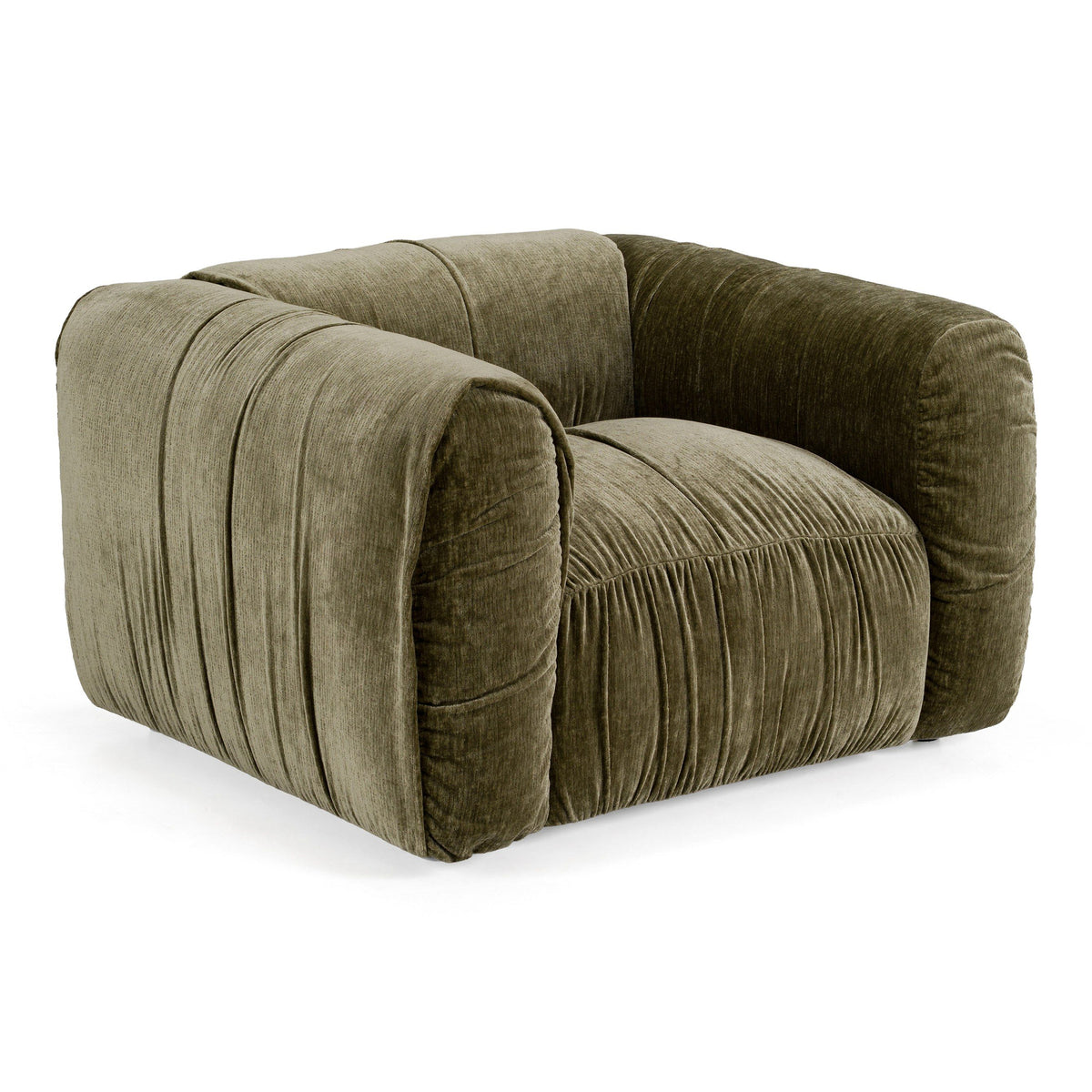 Olive Green Lounge Chair, Modern Oversized Square Arm Accent Chair