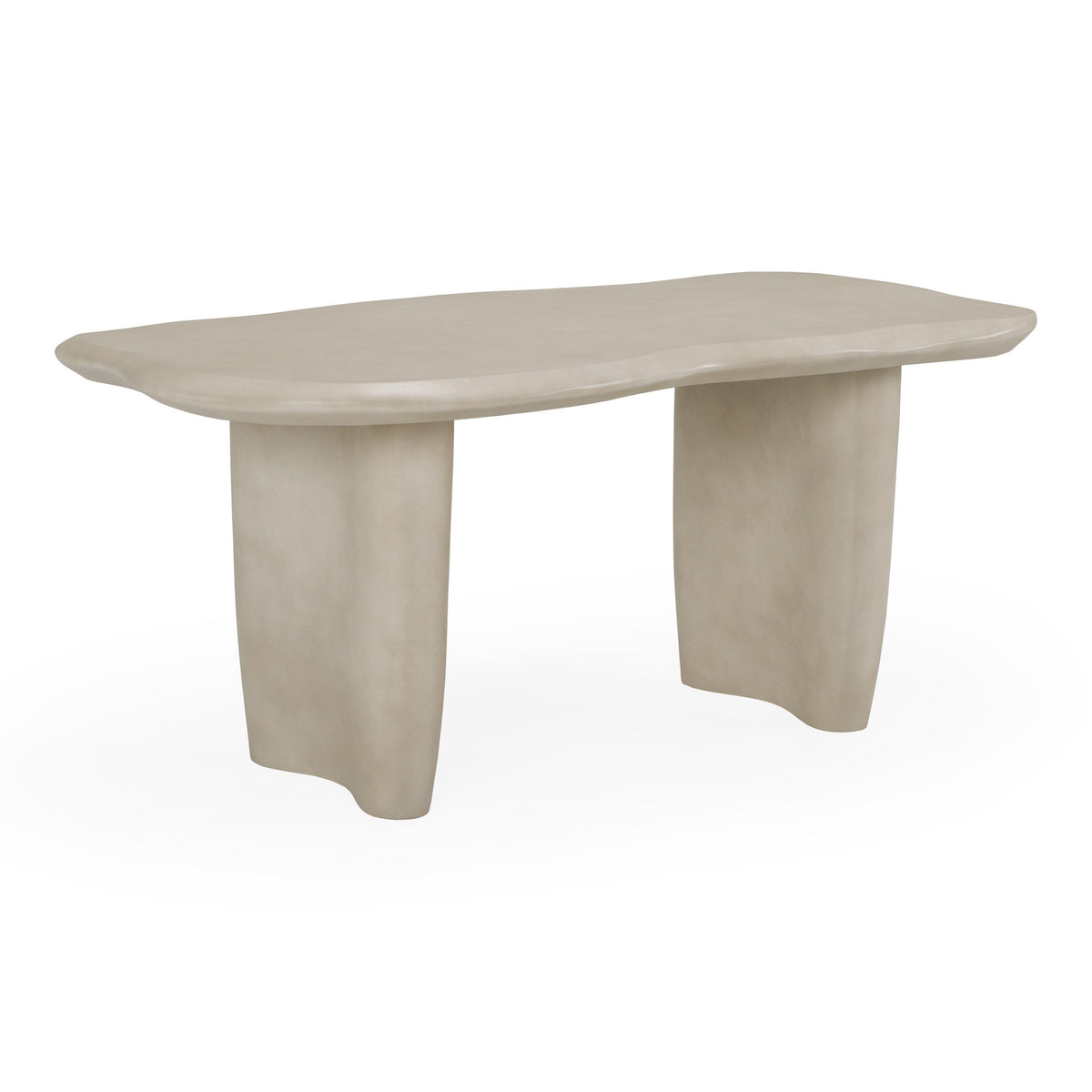 Beige Concrete Dining Table, Free Form Organic Indoor Outdoor Table