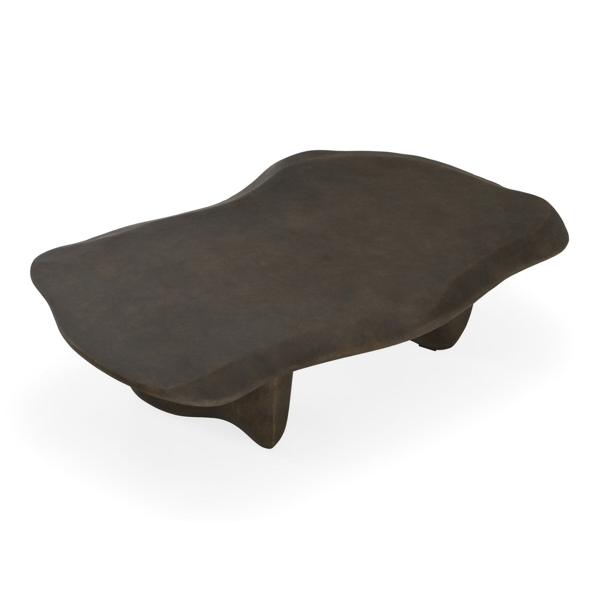 Organic Shape Coffee Table, Modern Brown Free Form Living Room Table