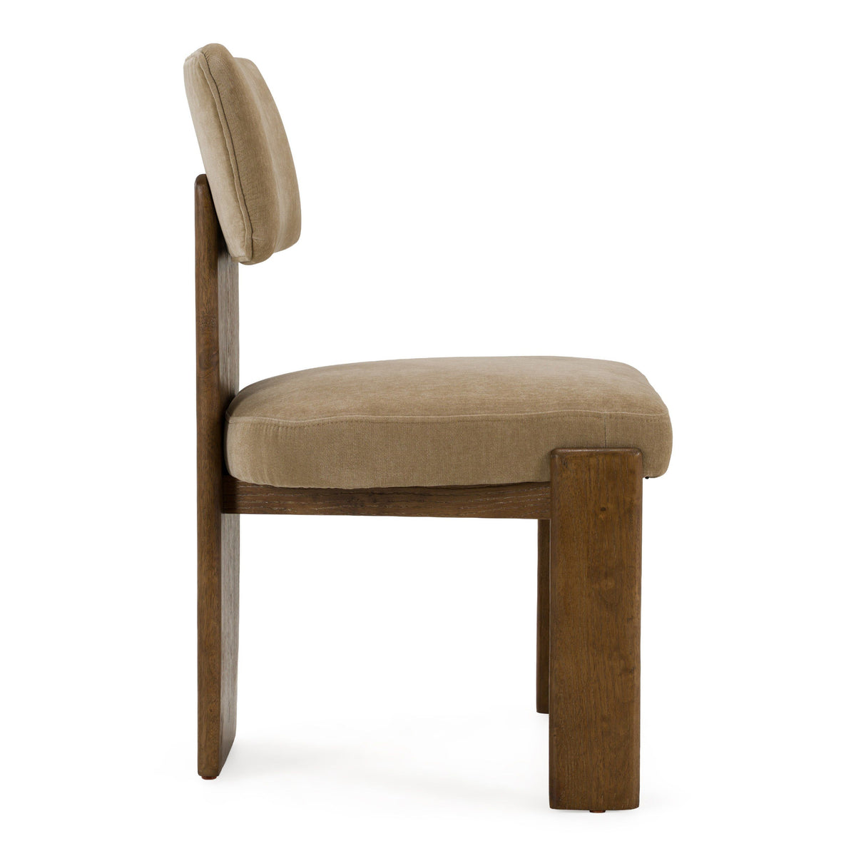 Tan Upholstered Dining Chairs, Modern Walnut Side Chair Set with Casters