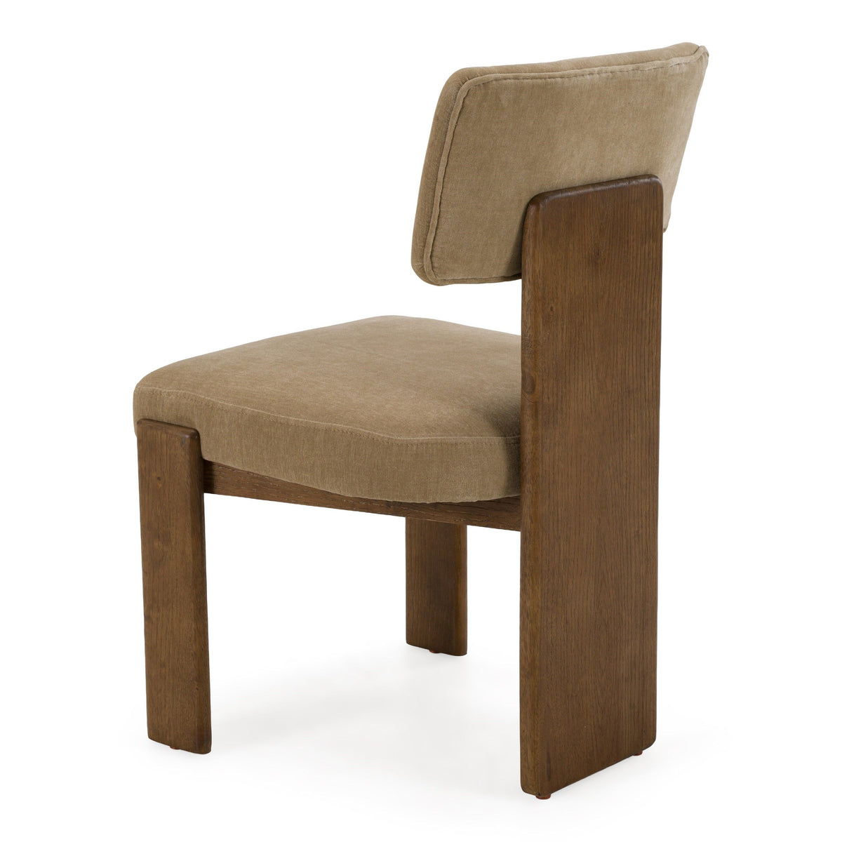 Tan Upholstered Dining Chairs, Modern Walnut Side Chair Set with Casters