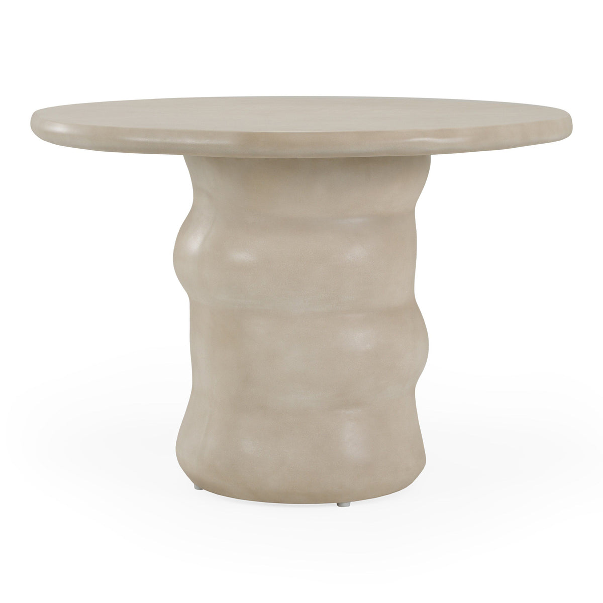 Round Concrete Dining Table, Sand Beige Pedestal Kitchen Table