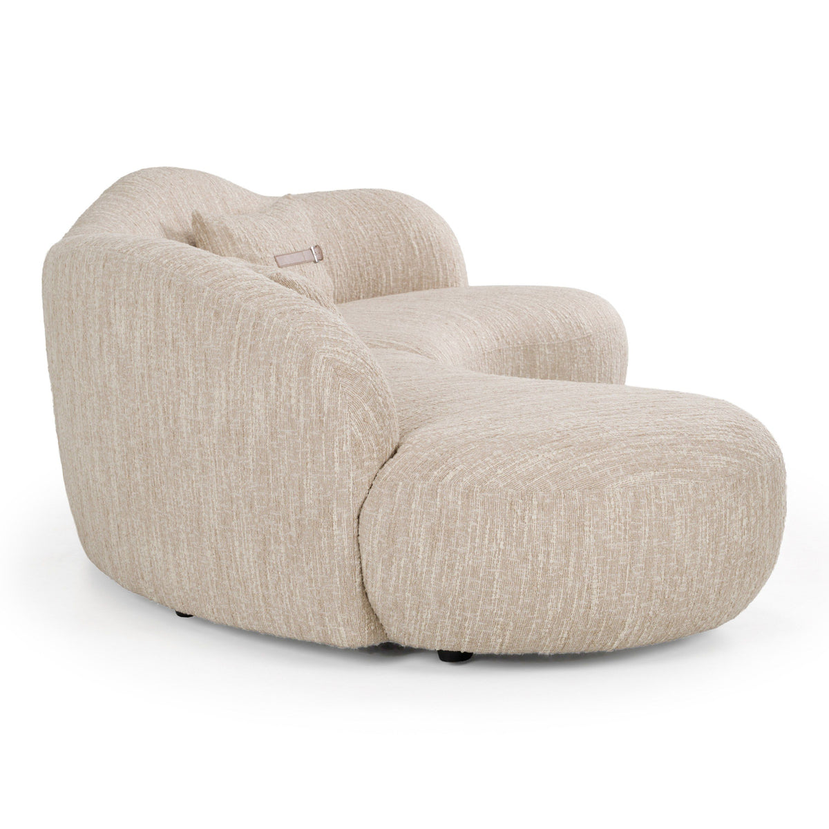 Curved Sectional Sofa, Beige Fabric Modern Couch with Throw Pillows