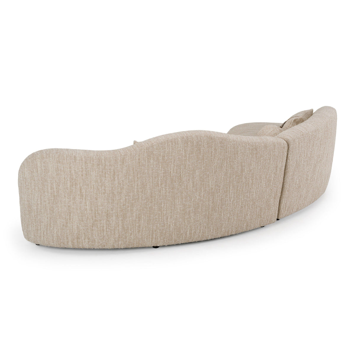 Curved Sectional Sofa, Beige Fabric Modern Couch with Throw Pillows