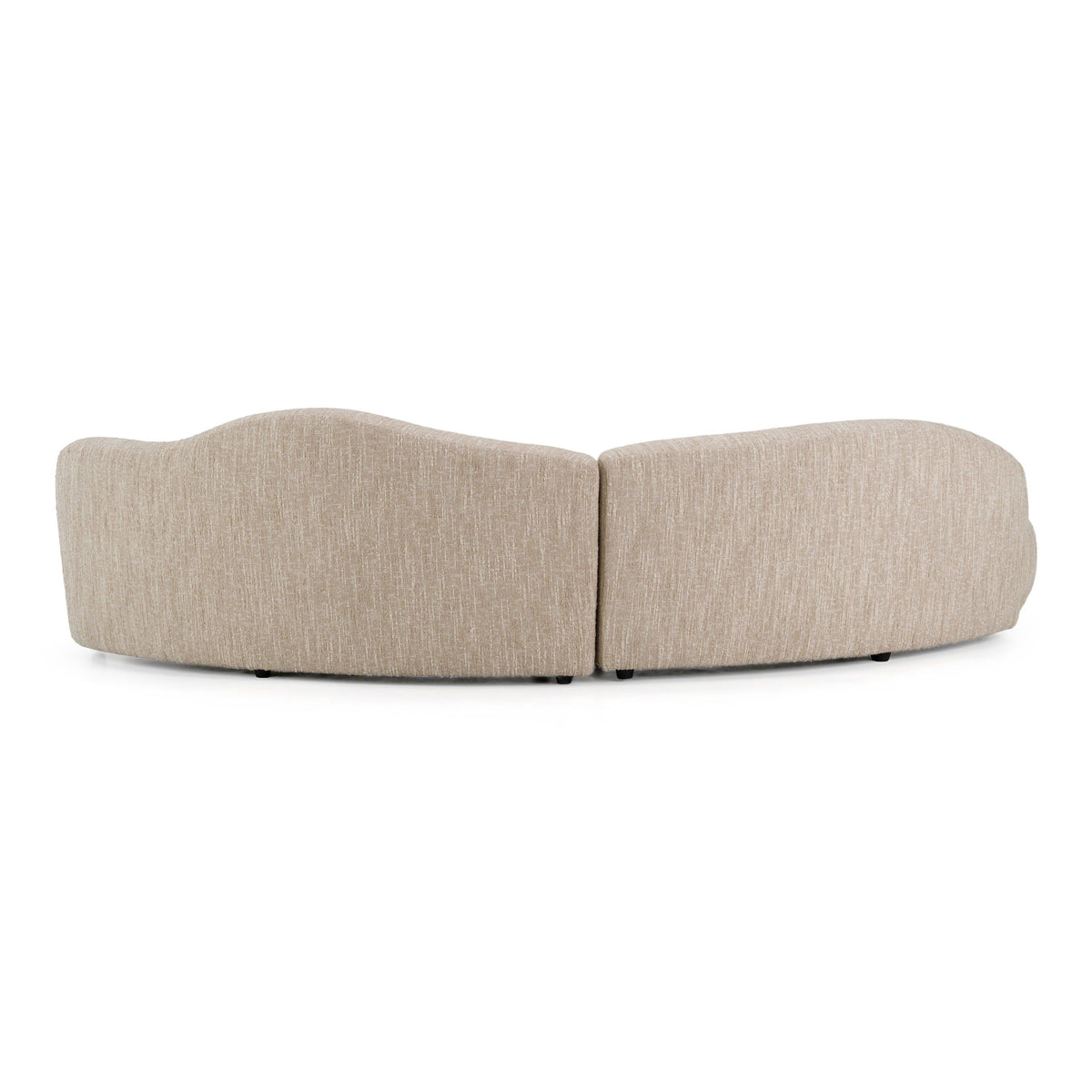 Curved Sectional Sofa, Beige Fabric Modern Couch with Throw Pillows