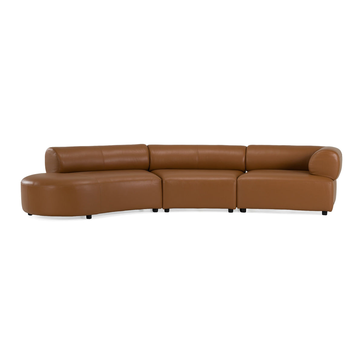 Brown Leather Sectional Sofa with Chaise, Contemporary Left Facing Couch
