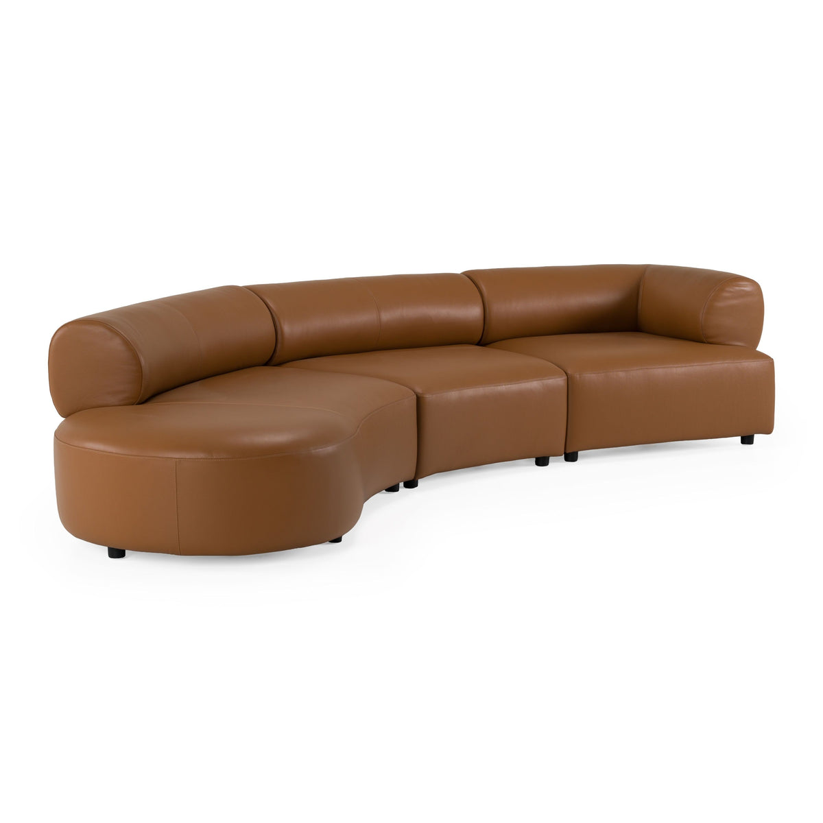 Brown Leather Sectional Sofa with Chaise, Contemporary Left Facing Couch