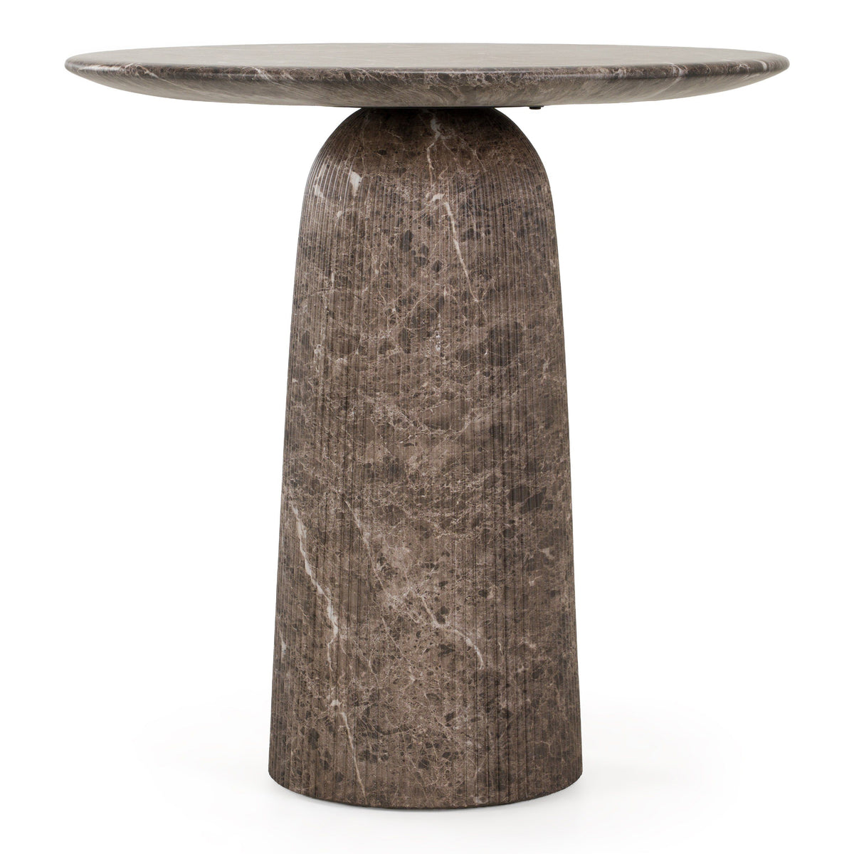Round Counter Height Table, Faux Marble Concrete Pub Table