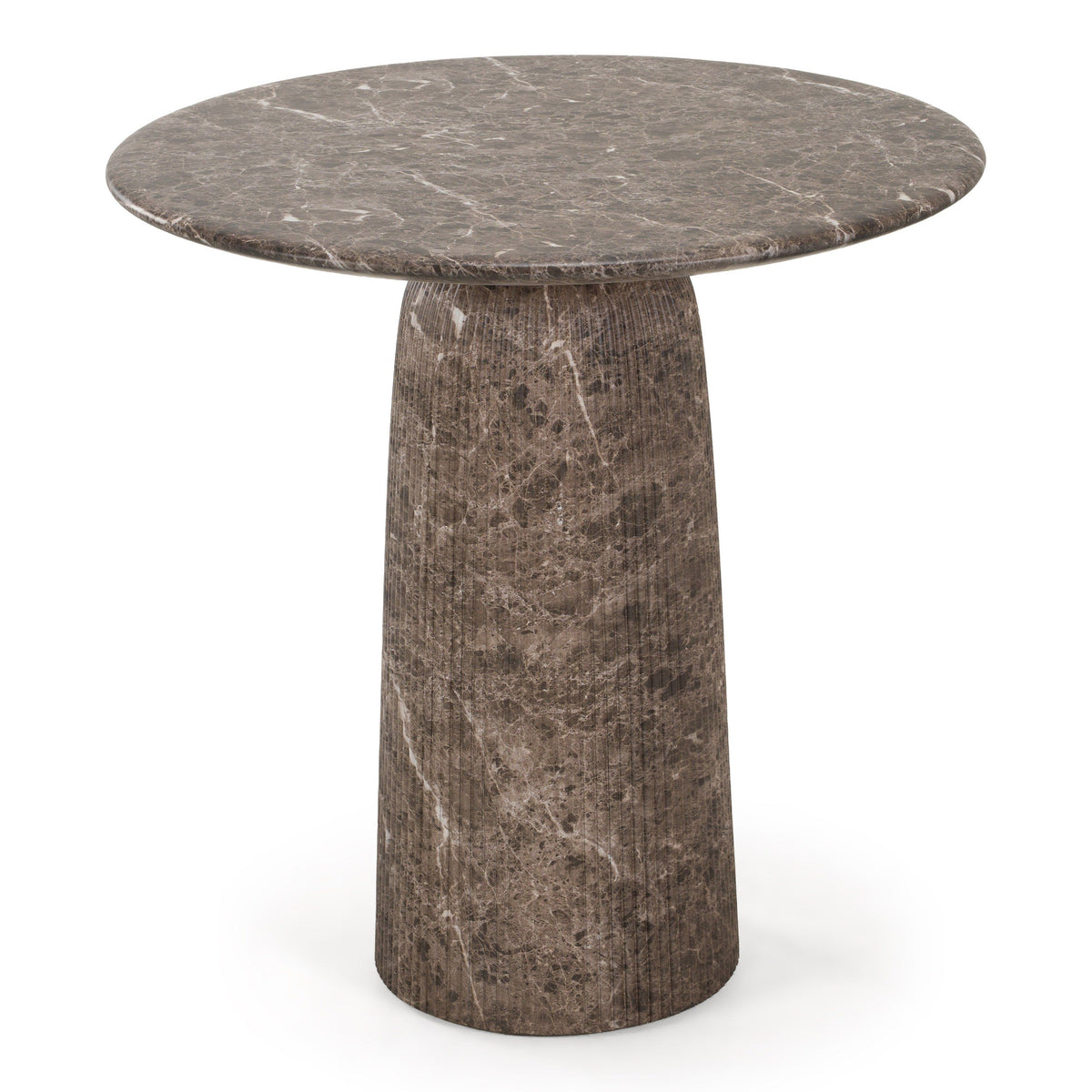 Round Counter Height Table, Faux Marble Concrete Pub Table