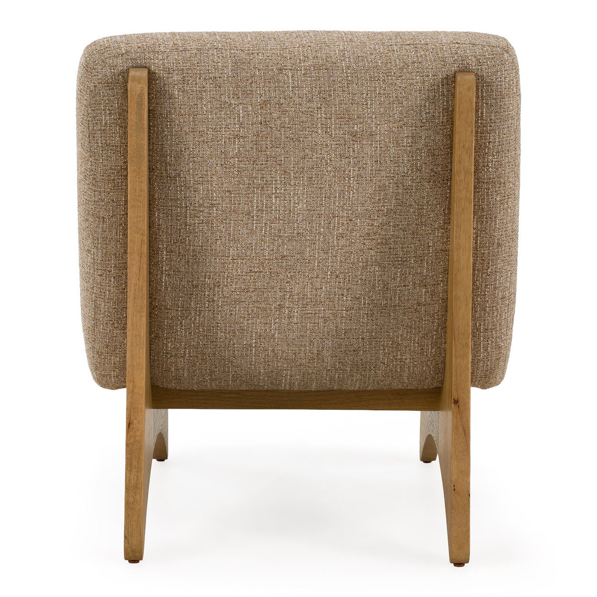 Tan Fabric Slipper Chair, Modern Natural Oak Frame Accent Chair