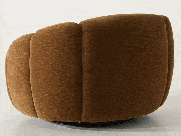 Brown Oversized Swivel Chair, Modern Round Arm Accent Chair
