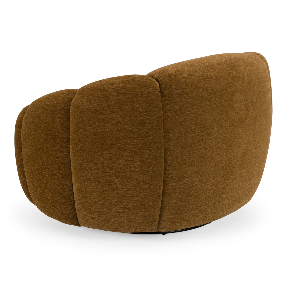 Brown Oversized Swivel Chair, Modern Round Arm Accent Chair