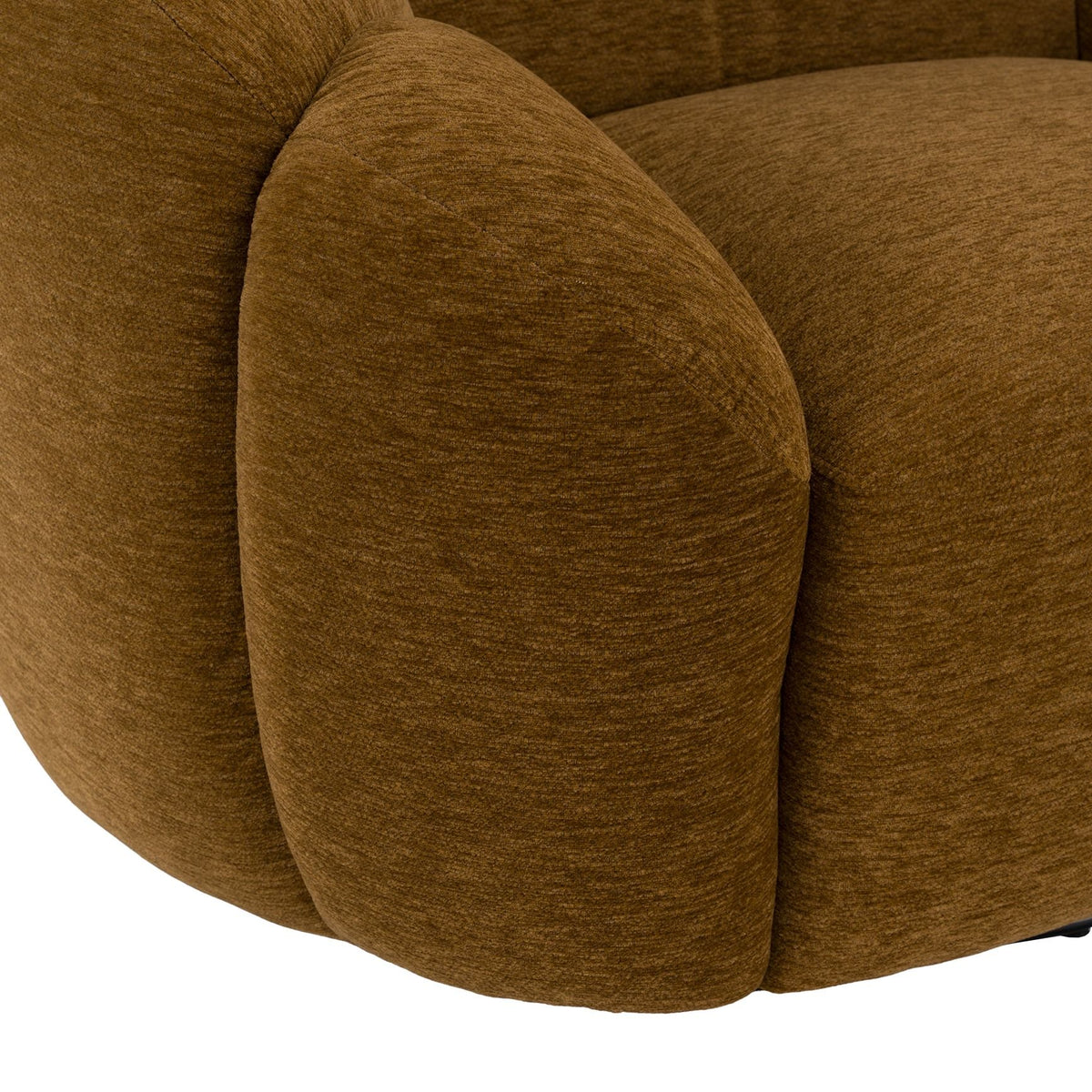 Brown Oversized Swivel Chair, Modern Round Arm Accent Chair