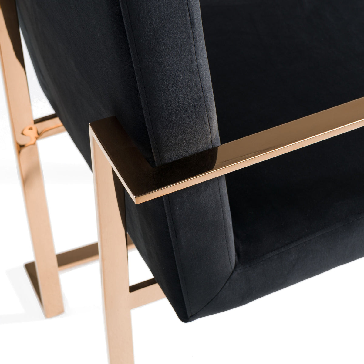 Black Glass Dining Table Set, Rose Gold Dining Set with Velvet Chairs