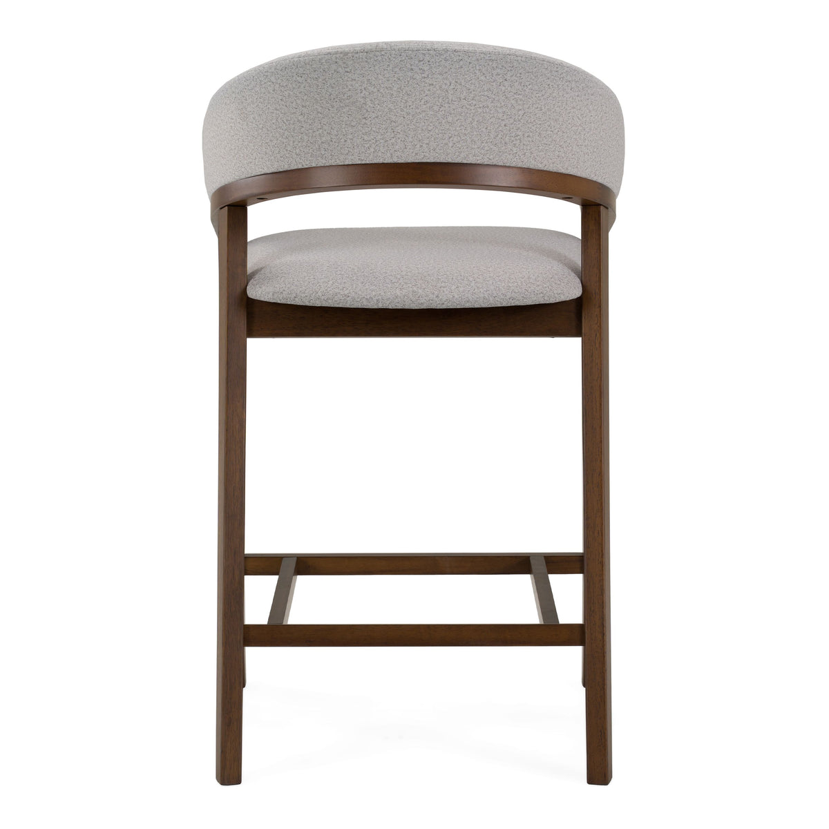 Grey Upholstered Counter Stools, Mid Century Walnut Counter Chair Pair