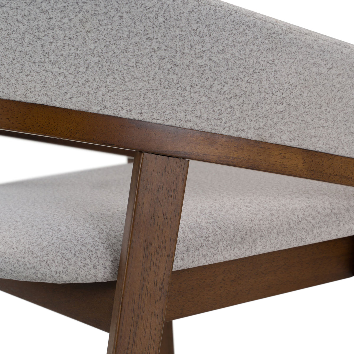 Grey Upholstered Counter Stools, Mid Century Walnut Counter Chair Pair