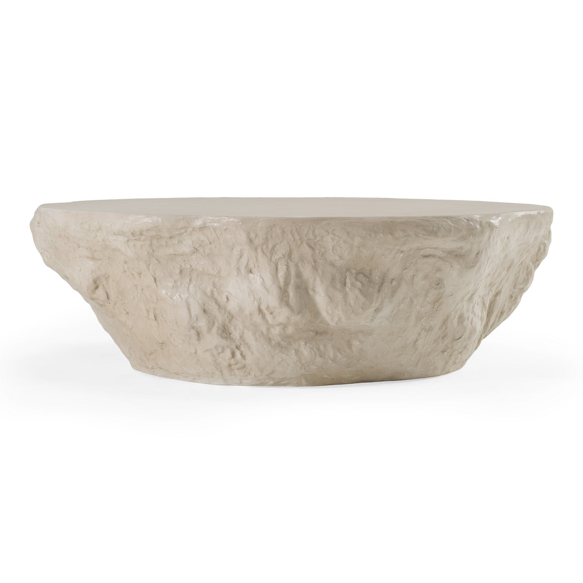 Round Concrete Coffee Table, Sand Beige Indoor Outdoor Block Table
