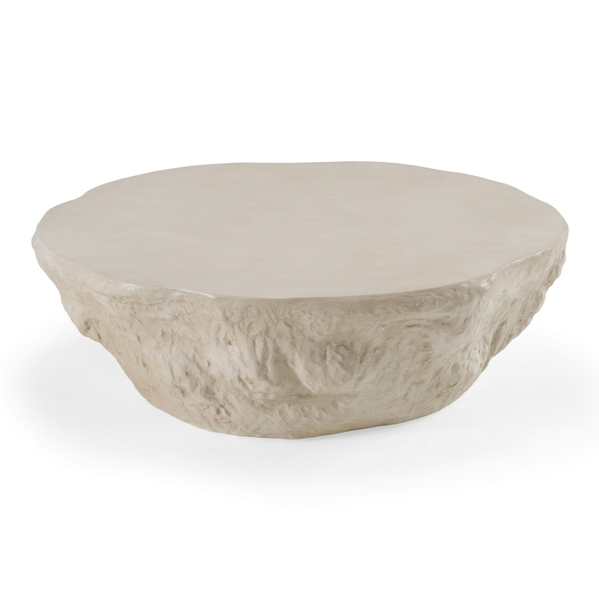 Round Concrete Coffee Table, Sand Beige Indoor Outdoor Block Table