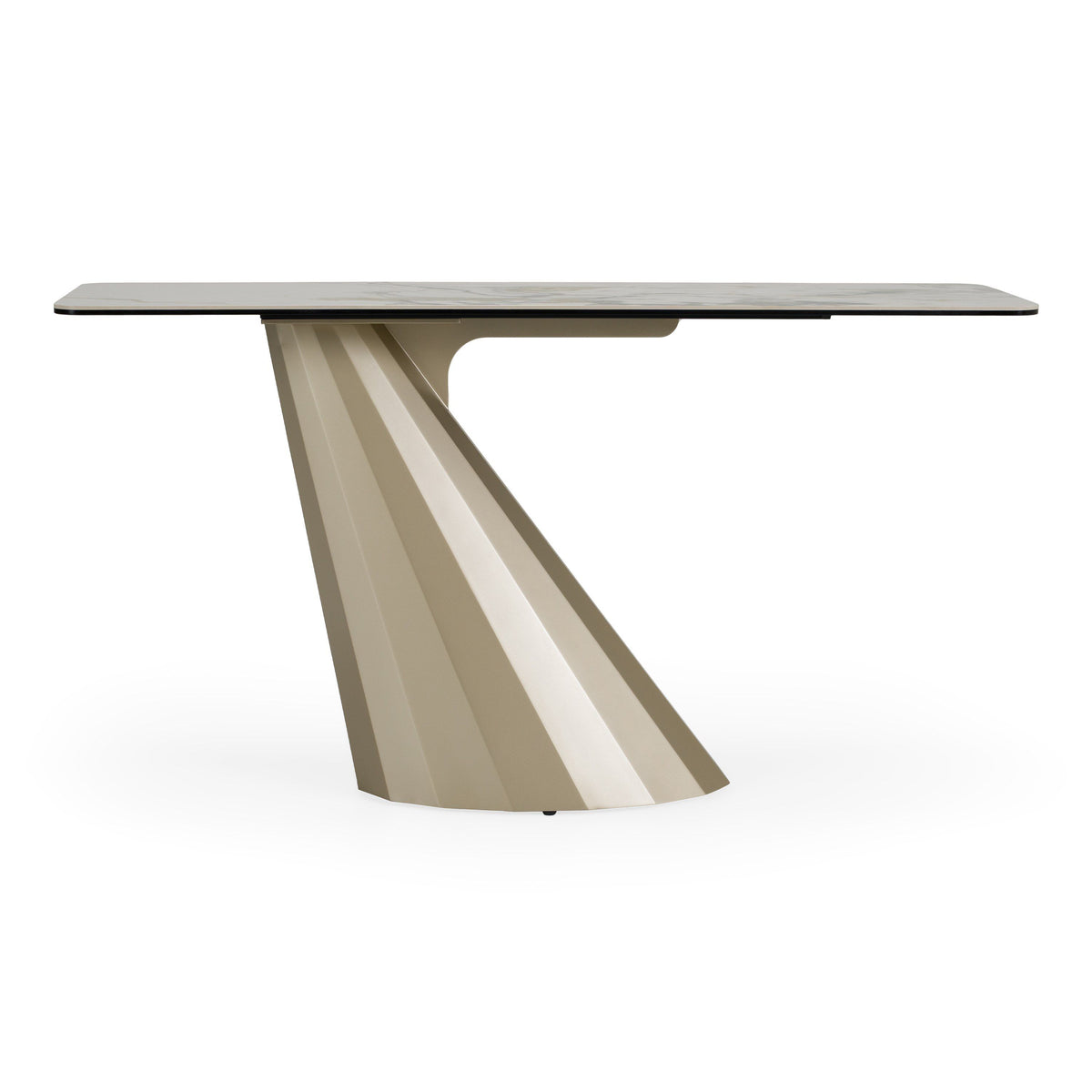 Ceramic Top Console Table, Modern Brass Pedestal Entryway Table