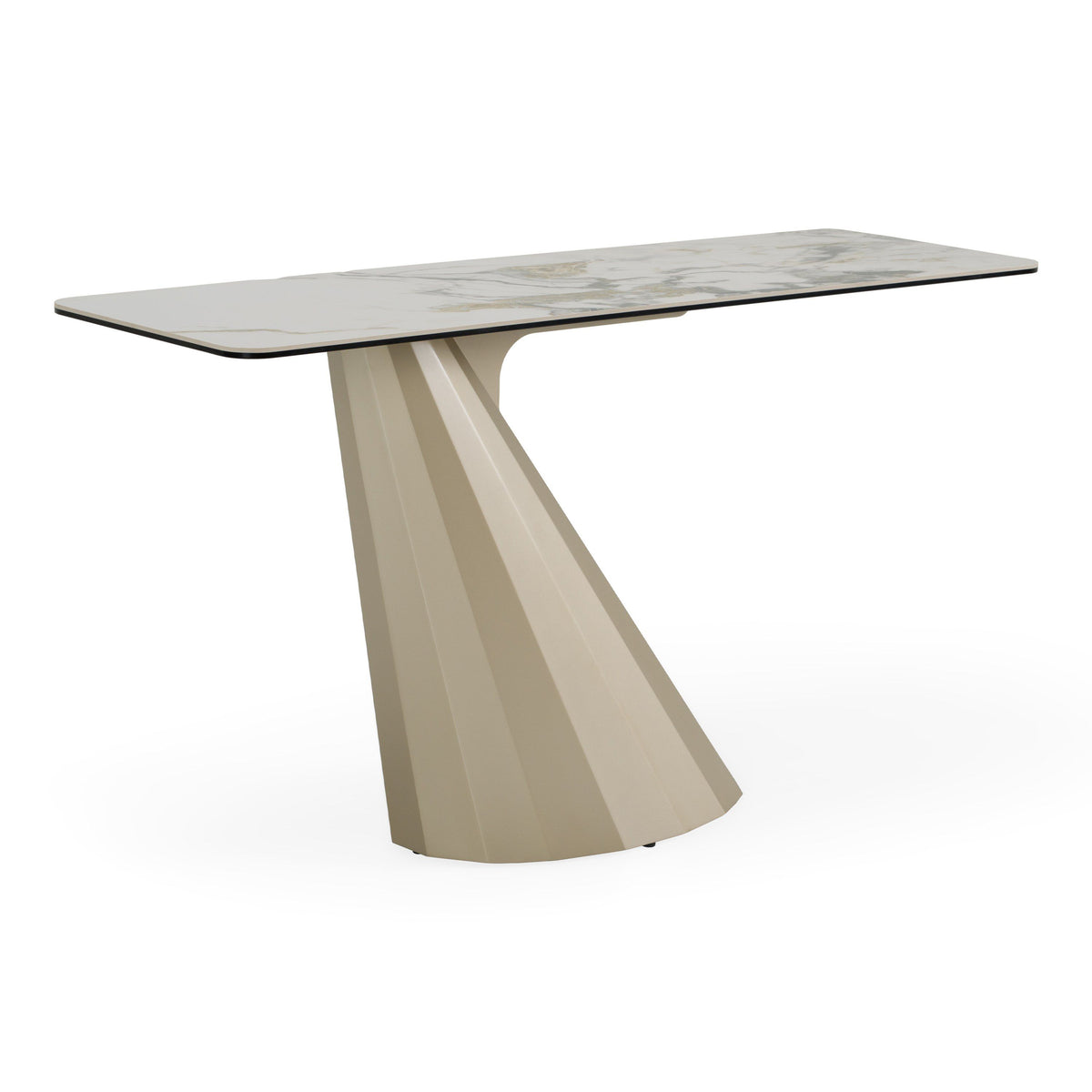 Ceramic Top Console Table, Modern Brass Pedestal Entryway Table