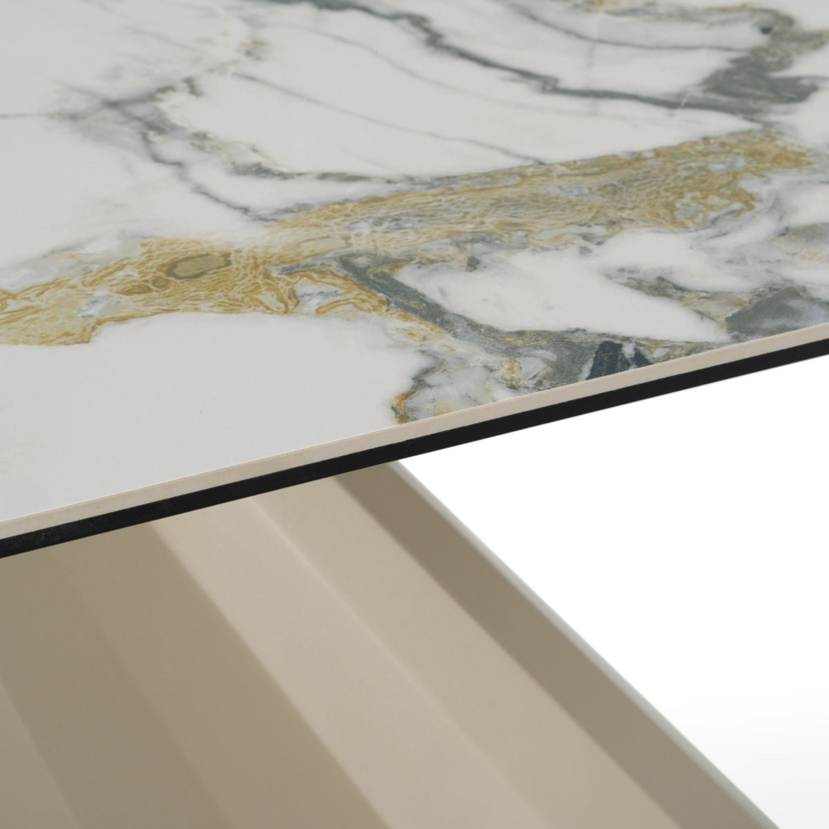 Ceramic Top Console Table, Modern Brass Pedestal Entryway Table