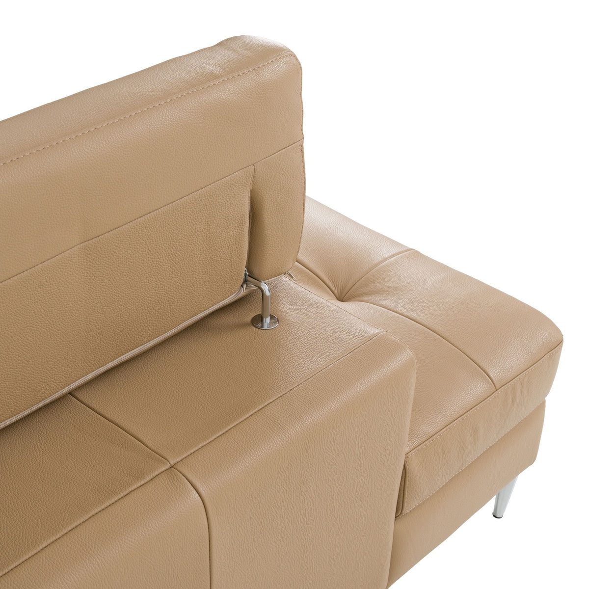 Italian Leather Sectional with Chaise, Sand Top Grain L Shaped Couch