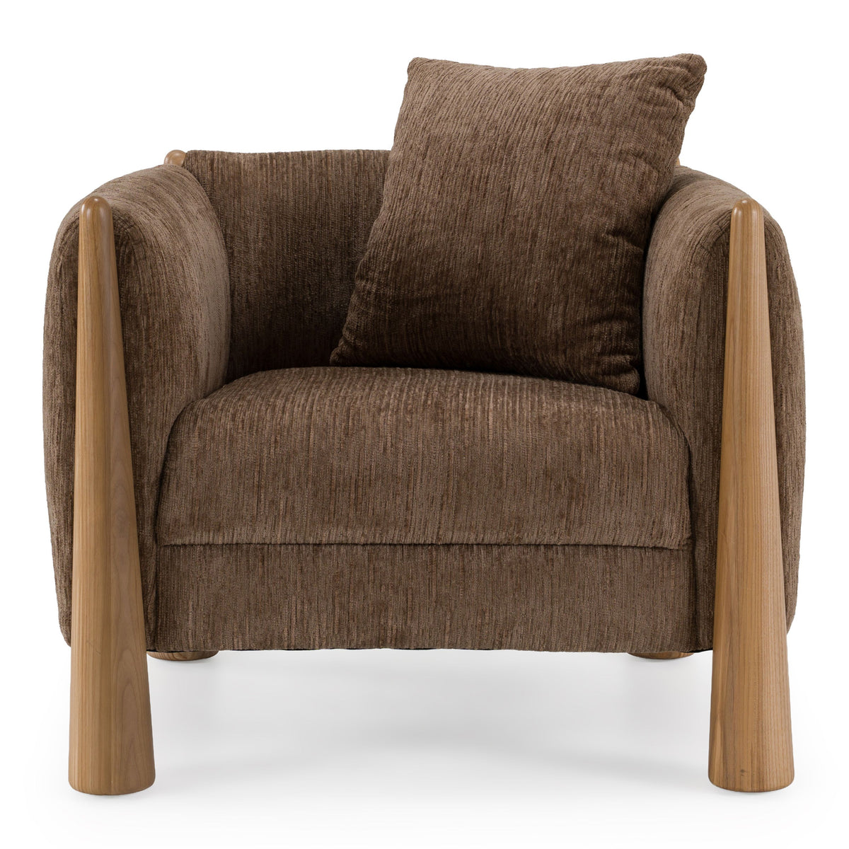 Brown Fabric Accent Chair, Contemporary Square Arm Club Chair